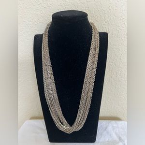 Silver Tone Multi Strand Chain Layered Necklace. 💞